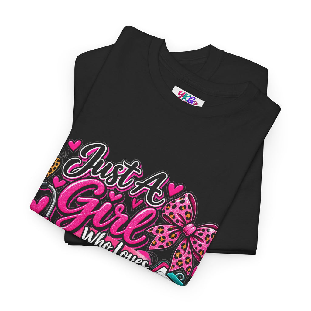 Girls Who Love Being an Medical Assistant T-Shirt — Cute Pink Leopard Nurse Tee