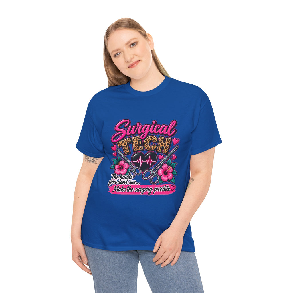Surgical Tech T-Shirt – Cute Pink Leopard Scrub Scissors Design