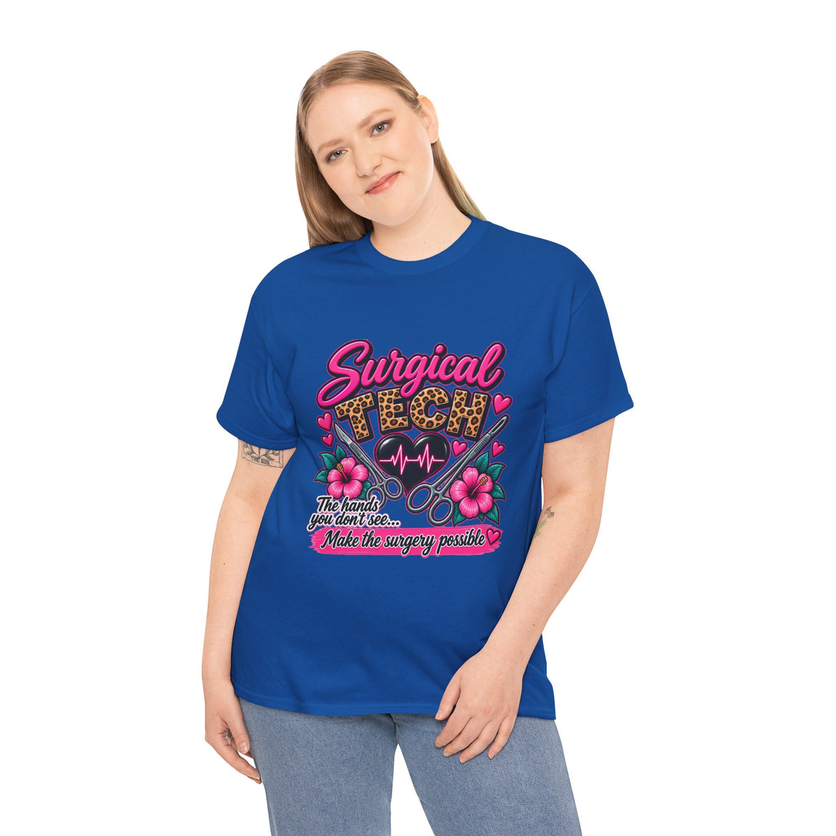 Surgical Tech T-Shirt – Cute Pink Leopard Scrub Scissors Design