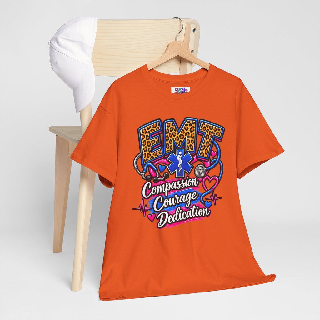 EMT Compassion Courage Dedication T-Shirt — Paramedic & First Responder Tribute Tee