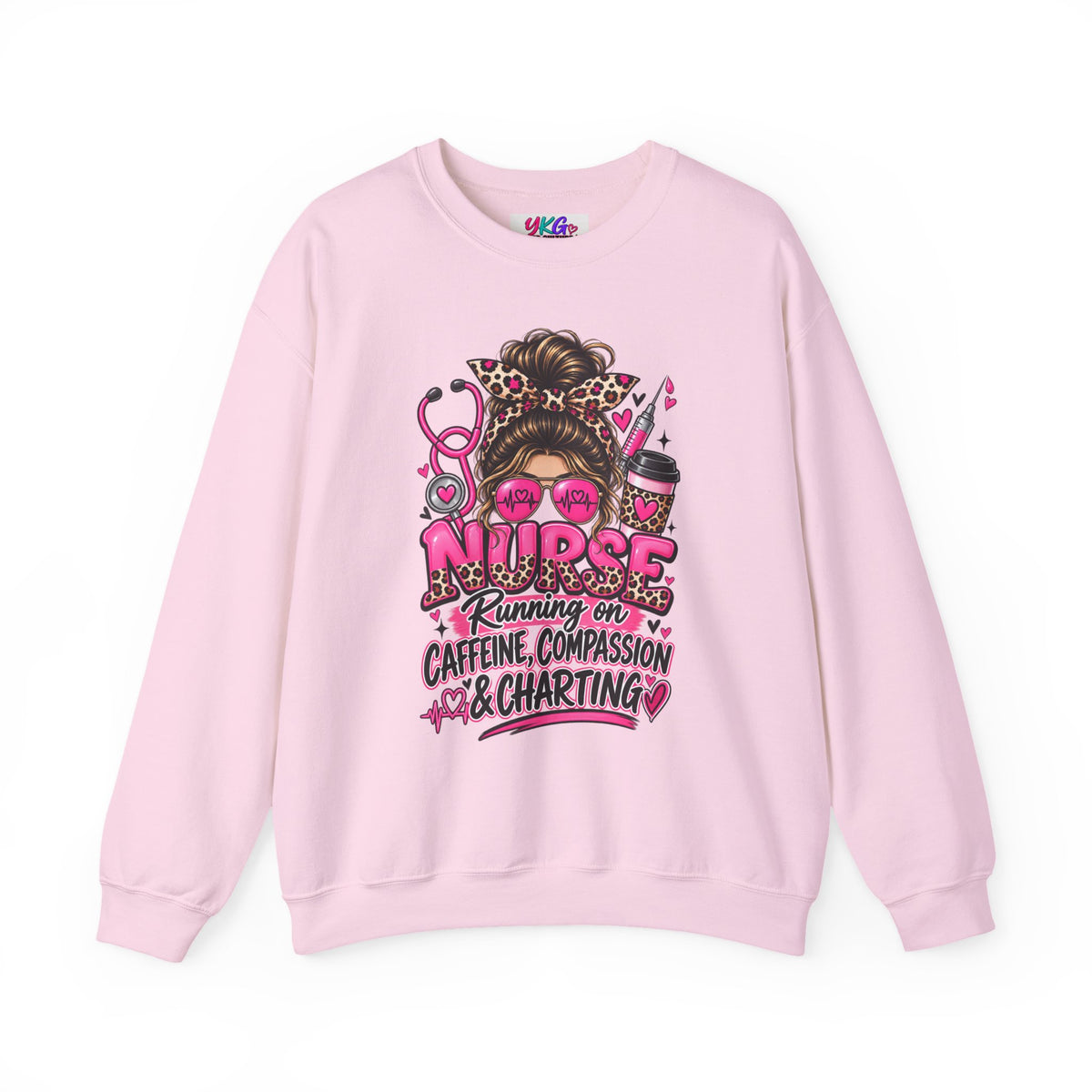 Registered Nurse Crewneck Sweatshirt — Caffeine, Compassion & Charting