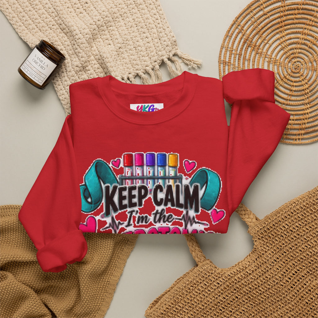 Phlebotomist Crewneck Sweatshirt – 'Keep Calm I'm the Phlebotomist' Cute Medical Gift