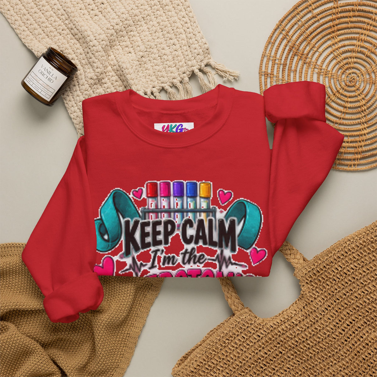 Phlebotomist Crewneck Sweatshirt – 'Keep Calm I'm the Phlebotomist' Cute Medical Gift