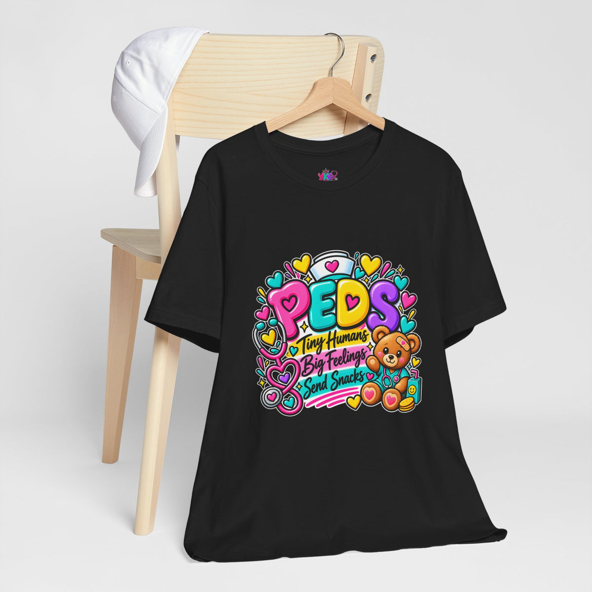 Pediatrics T-Shirt — “PEDS: Tiny Humans, Big Feelings, Send Snacks” Healthcare Tee