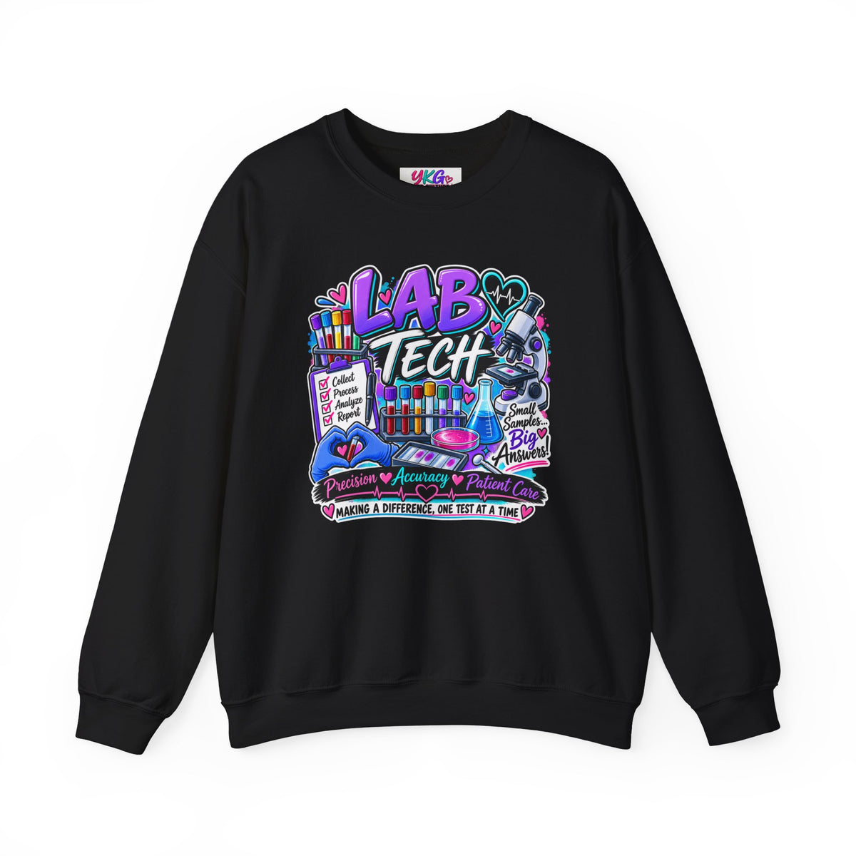 Lab Tech Crewneck Sweatshirt — Colorful Science Lab Technician Graphic