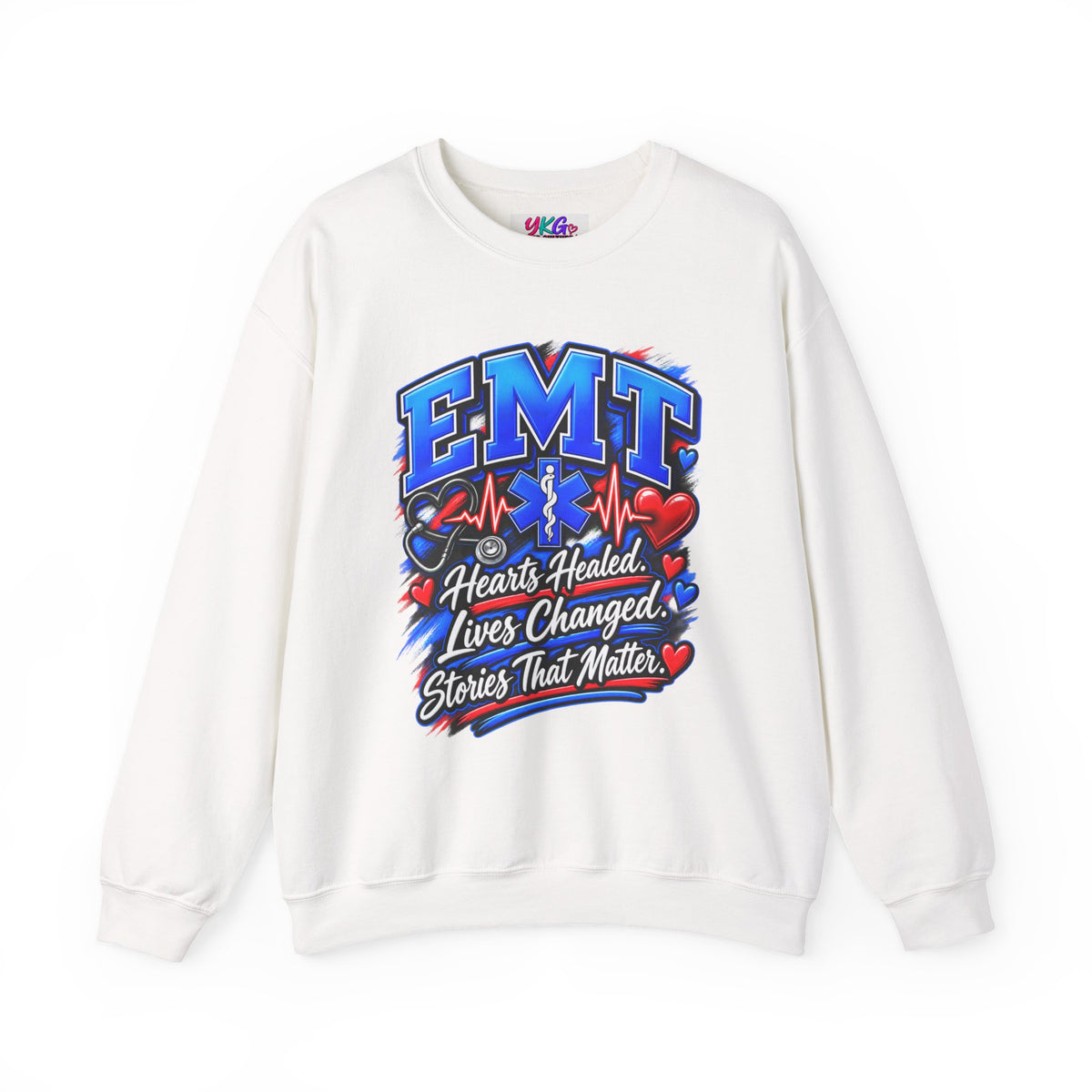 EMT Crewneck Sweatshirt — Hearts Healed, Lives Changed, Stories That Matter