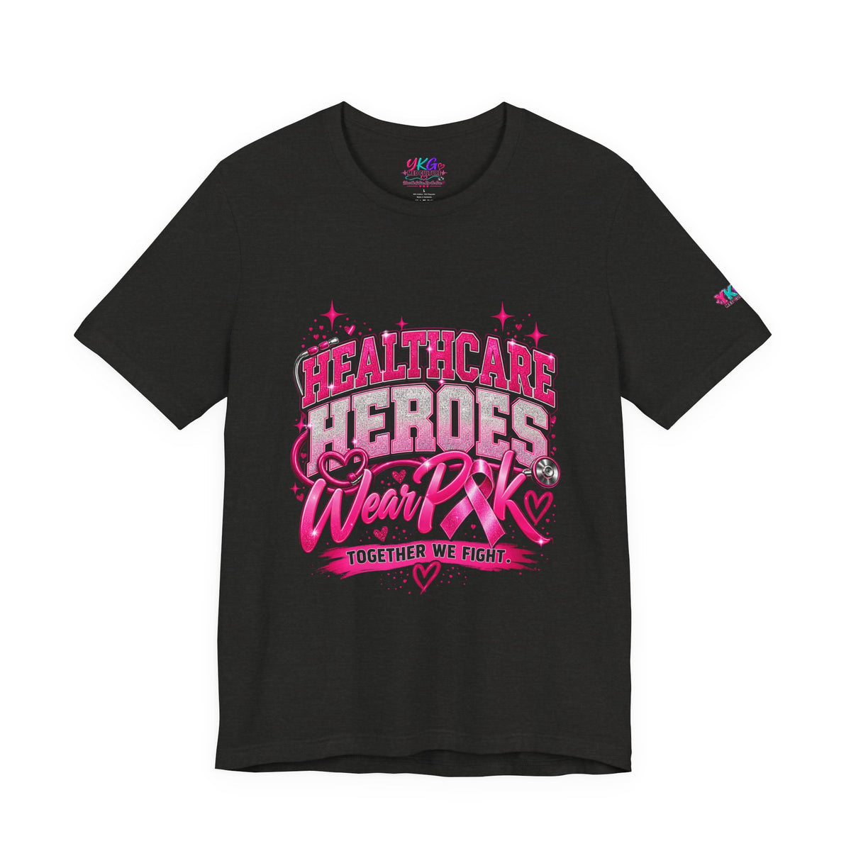 Breast Cancer Awareness Tee — "Healthcare Heroes Wear Pink" Support Ribbon Shirt