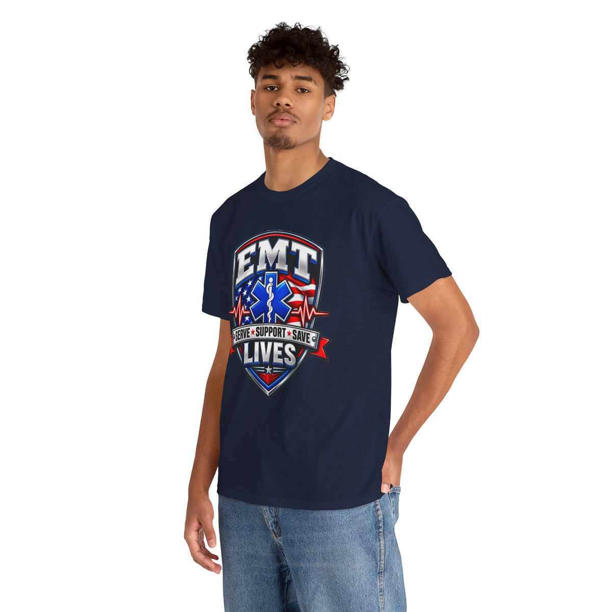 EMT Lives Tee — "Serve • Support • Save" EMS Shield Shirt