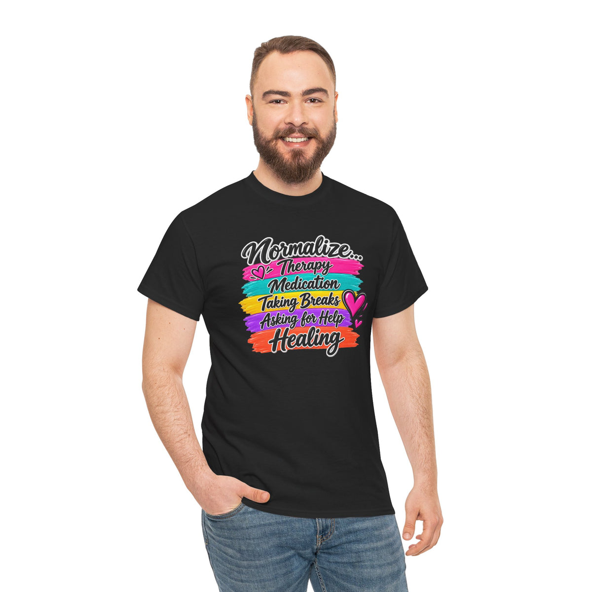 Mental Health Awareness Tee — "Normalize Therapy, Medication, Taking Breaks" Inspirational T-Shirt