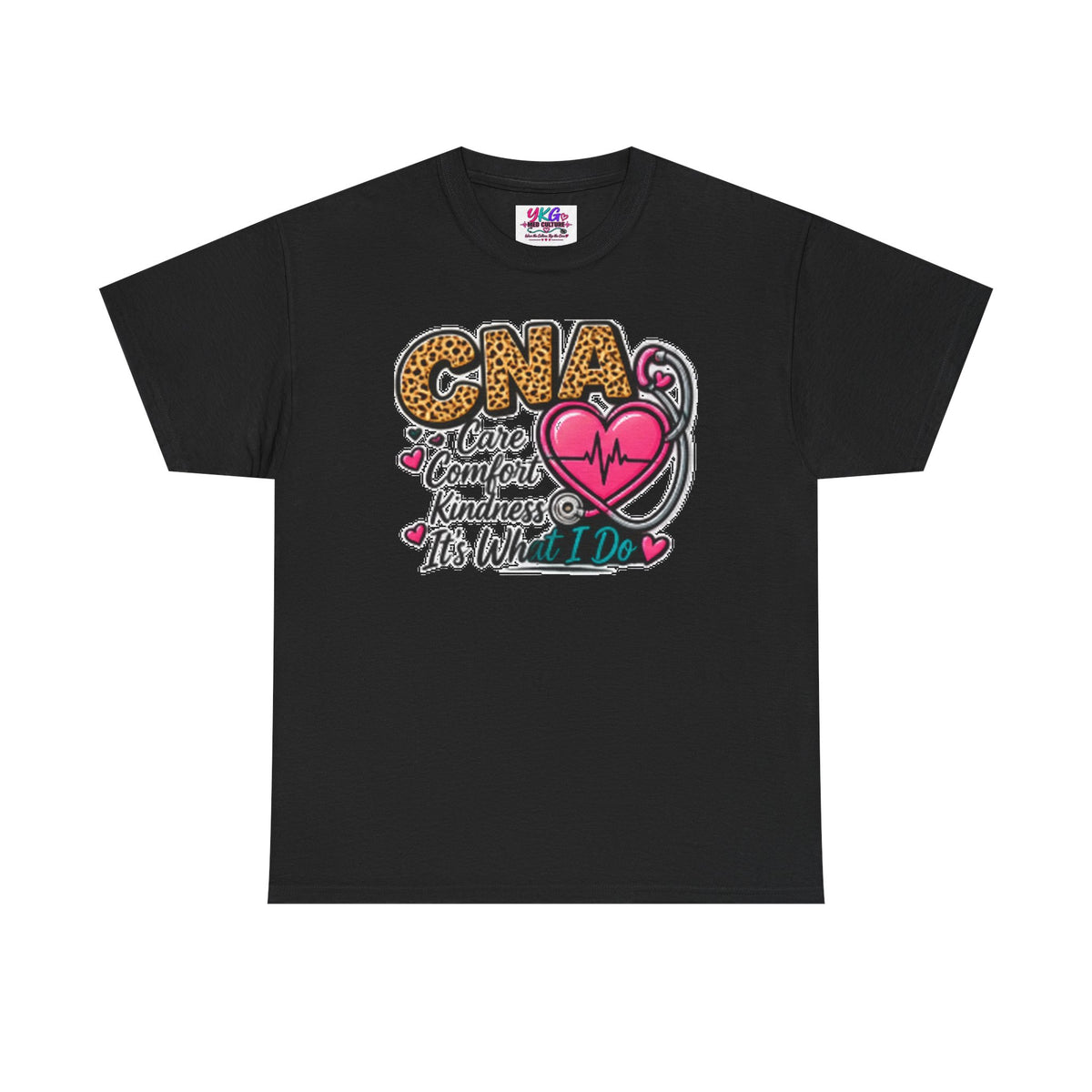 CNA Tee - "Care Comfort Kindness" Heartbeat Stethoscope Shirt for Nursing Assistants