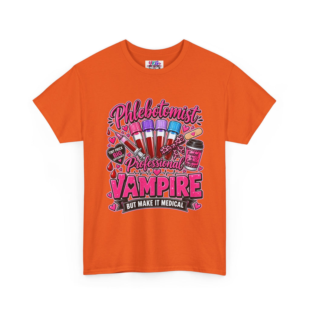Phlebotomist Vampire T-Shirt – 'Professional Vampire but Make It Medical' Cute Medical Worker Tee