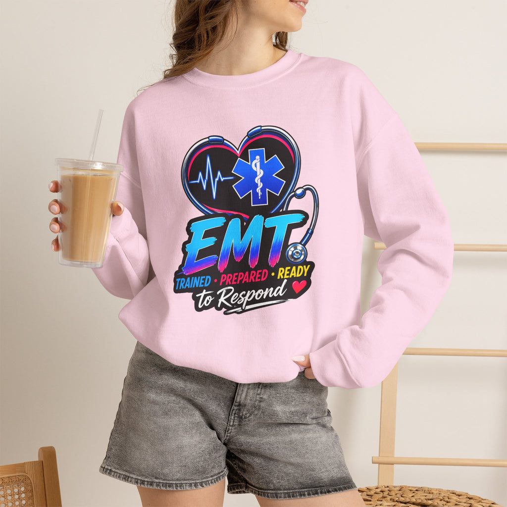 EMT Crewneck Sweatshirt — "Trained • Prepared • Ready to Respond" Paramedic Pullover