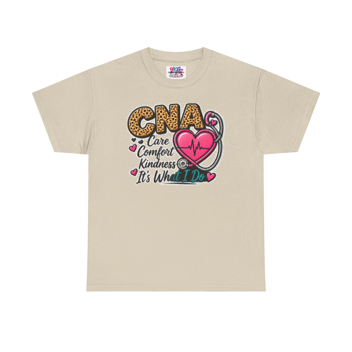 CNA Tee - "Care Comfort Kindness" Heartbeat Stethoscope Shirt for Nursing Assistants