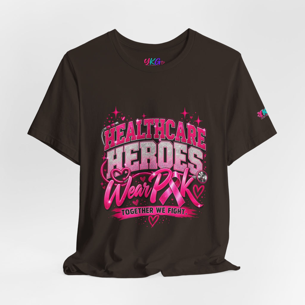 Breast Cancer Awareness Tee — "Healthcare Heroes Wear Pink" Support Ribbon Shirt