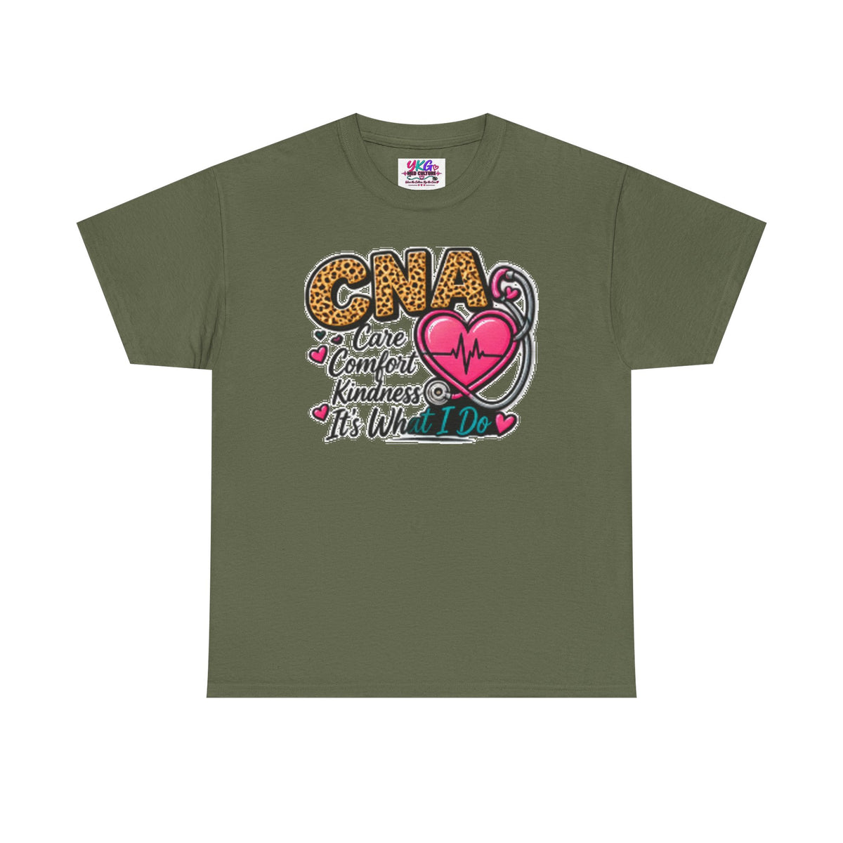 CNA Tee - "Care Comfort Kindness" Heartbeat Stethoscope Shirt for Nursing Assistants