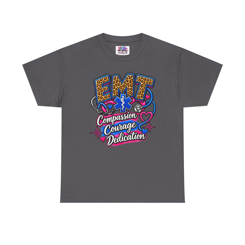 EMT Compassion Courage Dedication T-Shirt — Paramedic & First Responder Tribute Tee